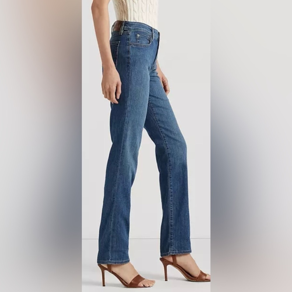 Ralph Lauren Blue Straight Leg Jeans Mid-Rise Size 14P x 29 - Picture 3 of 11
